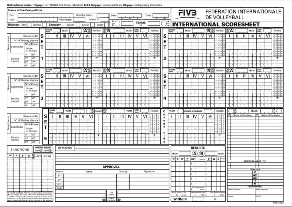 Volleyball score sheets How To fill them out [Download Sheet]