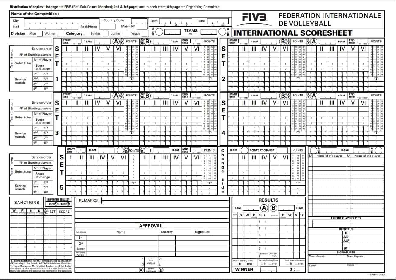 Free Printable Volleyball Score Sheets